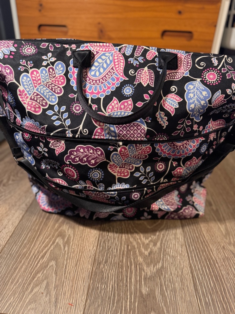 Vera Bradley Black Paisley Tote with Pink & Blue Accents - Picture 2 of 7